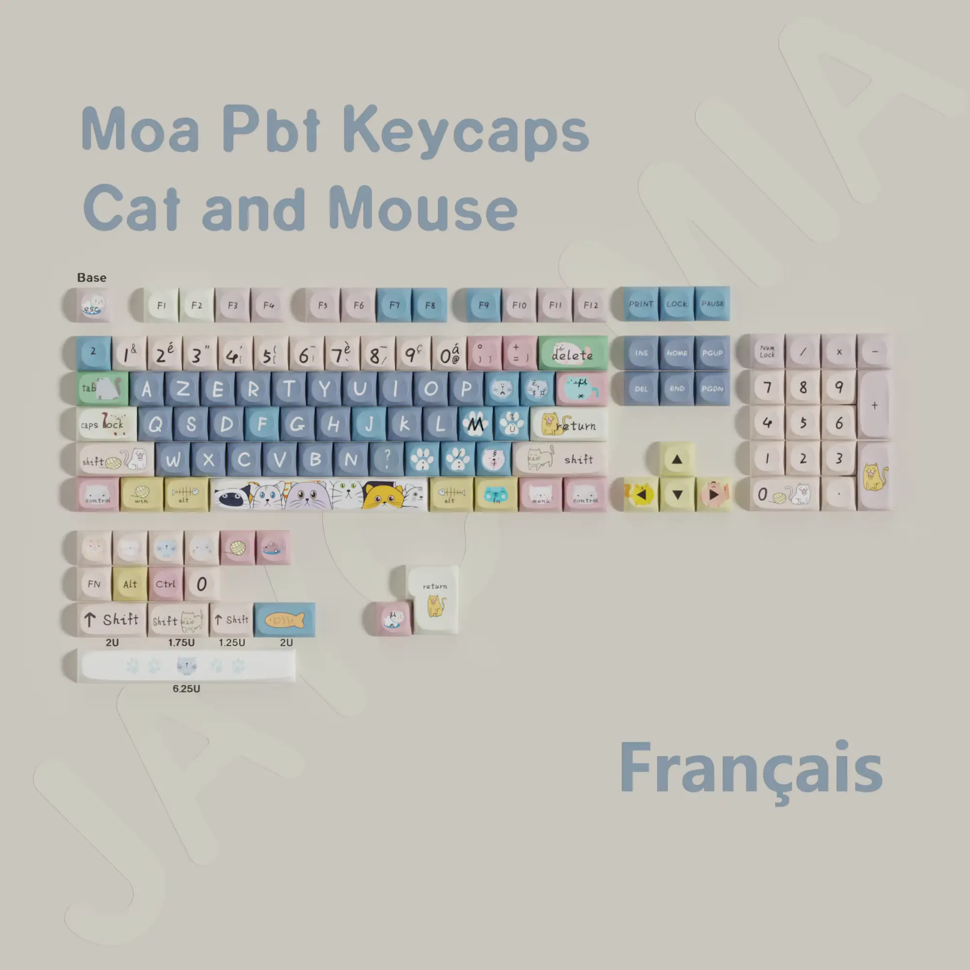 Keycaps AZERTY MOA Cat and Mouse ISO FR – Image 6