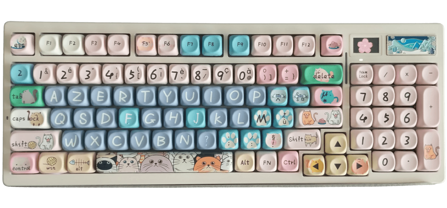 Clavier mécanique personnalisé avec keycaps AZERTY Cat and Mouse