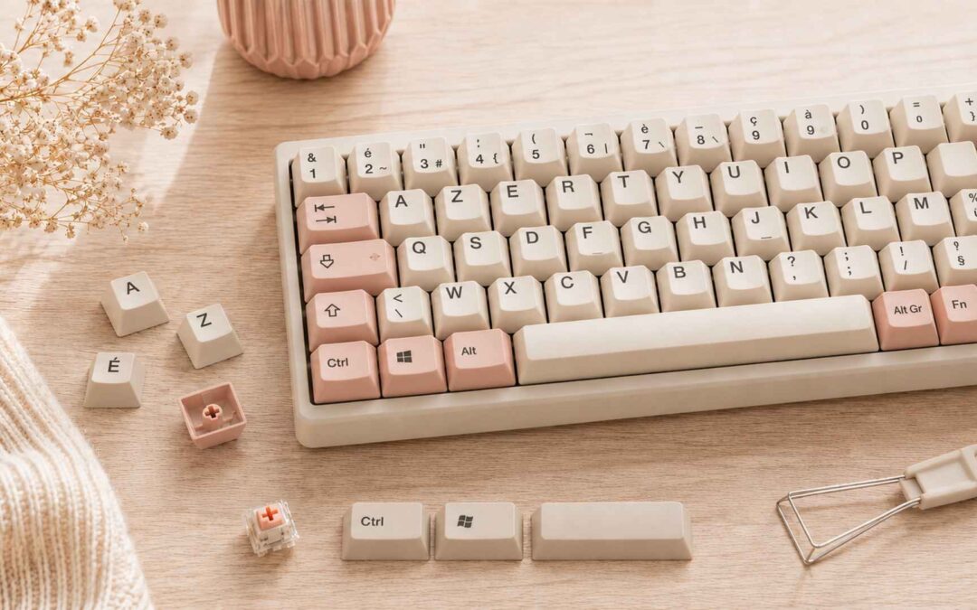 Switches mécaniques et keycaps compatibles avec une fixation en croix