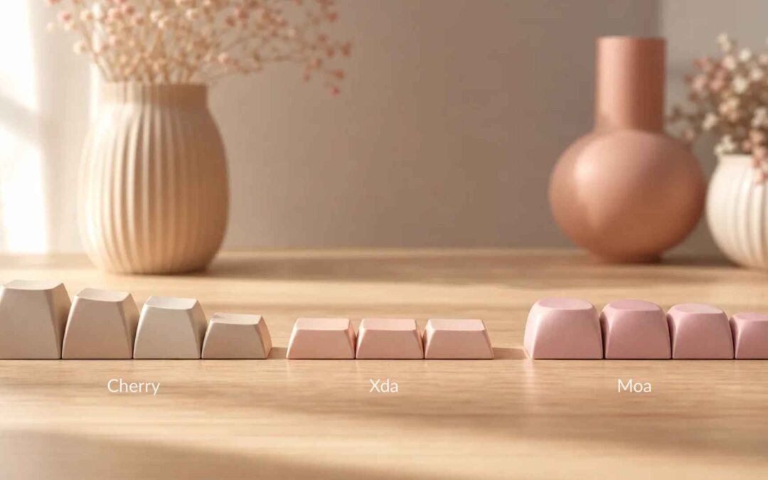 Comparaison de keycaps aux profils Cherry, MOA et XDA